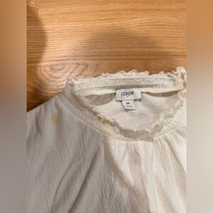 J. Crew Cream Blouse with Ruffled Neckline